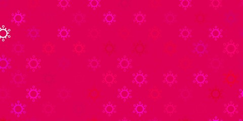 Dark pink vector backdrop with virus symbols.