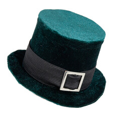 green velvet leprechaun hat for st patrick's day isolated on white background