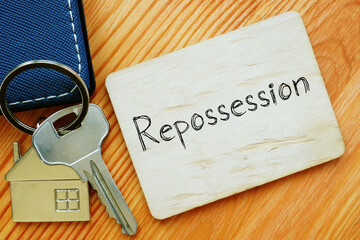 Repossession is shown on the business photo using the text - obrazy, fototapety, plakaty