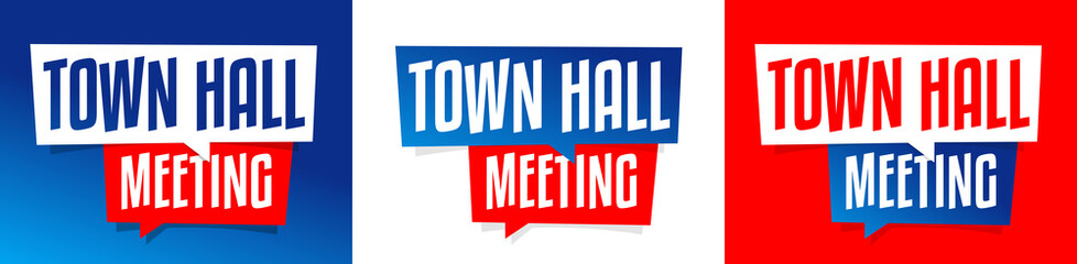 Town hall meeting on speech bubble