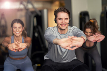 Group of people working out in a gym