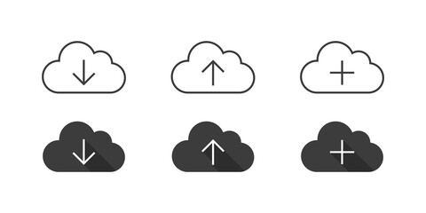 Cloud icons. Cloud computing. Devices connected to the cloud. Vector illustration