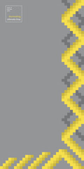 Vector abstract pixel background In colors of the year 2021. Ultimate gray, illuminating yellow. Design template for website, web banners. Copy space.