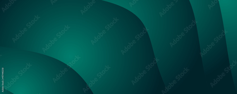 Poster modern simple dark green abstract background for wide banner with wave overlap layer. simple busines