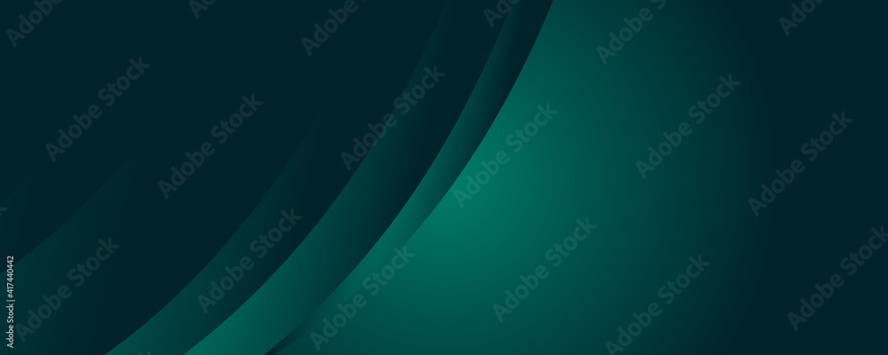 Wall mural modern simple dark green and black abstract background with wave overlap layer. dark green abstract 