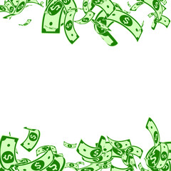 American dollar notes falling. Messy USD bills on