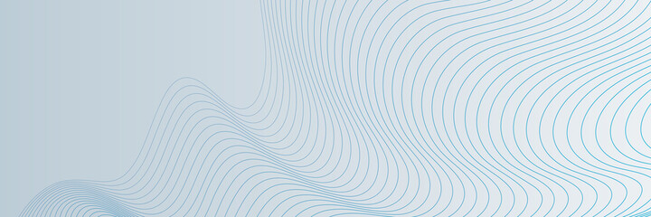 Blue wave lines on white background. Abstract wave element for design. Digital frequency track equalizer. Stylized line art background. Vector illustration. Wave with lines created using blend tool.