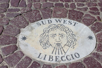 symbol of the wind called Pontete Libeccio in Italian language - sud west
