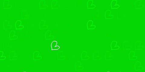 Light Green vector pattern with colorful hearts.