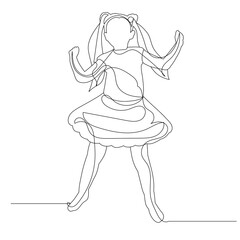 vector, isolated, one line drawing girl, child