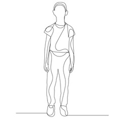 vector, isolated, one line drawing boy, child