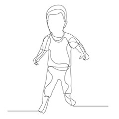 isolated, one line drawing boy