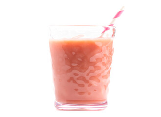 A Healthy Pink Smoothie Isolated on a White Background