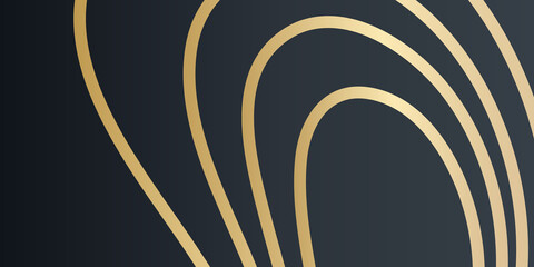 Modern golden lines on black background. Black abstract corporate banner with bronze lines. Abstract Gold Waves Design. Shiny golden moving lines design element with wave lines. Vector background