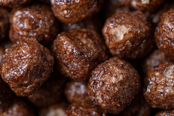 chocolate corn balls close up. macro