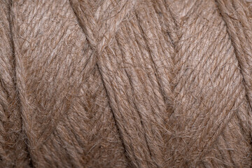 hemp jute thread close up on a background with a blur, macro photo