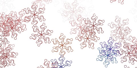 Light blue, red vector doodle template with flowers.