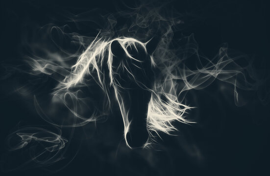 Stylized horse illustration with smoke effect