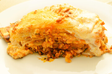 Fresh lasagna with ragu sauce
