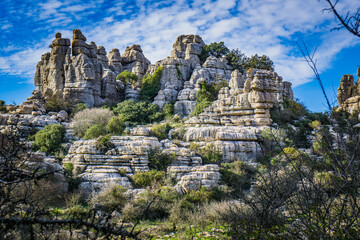 Hiking the Torcal de Antequerra National Park in Andalusia, Spain. This national is known for its unusual karst landforms, made of limestone