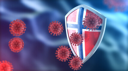 Bouvet Island protects from corona virus steel shield concept. Coronavirus Sars-Cov-2 safety barrier, defend against cells, source of covid-19 disease.