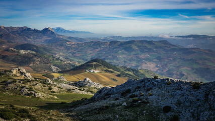 View on Andalusia's countryside in Spain from the Torcal de Antequera National Park