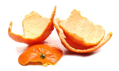 Mandarin orange peels isolated on white background