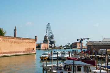 The Venice Arsenal, ancient shipyard, in the city of Venice, Italy, Europe