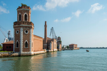 Fototapeta na wymiar The Venice Arsenal, ancient shipyard, in the city of Venice, Italy, Europe