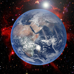 View of the planet earth from space. Gas, nebula, stars. The elements of this image furnished by NASA.