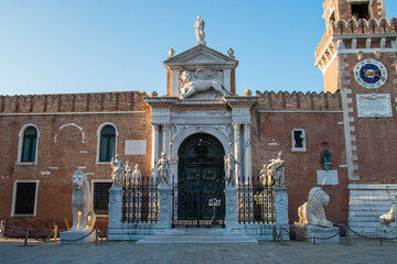 The Venice Arsenal, ancient shipyard, in the city of Venice, Italy, Europe