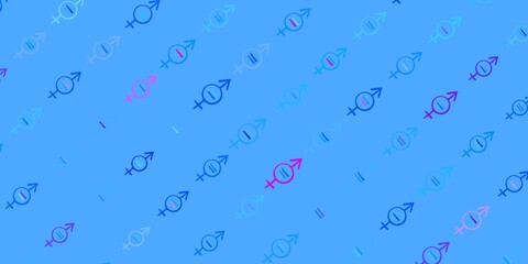 Light Blue, Red vector pattern with feminism elements.