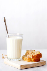 fermented milk drink kefir yogurt white background free space