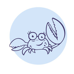 Funny cartoon crab. Vector Illustration.