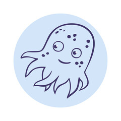Funny cartoon octopus.vector Illustration.
