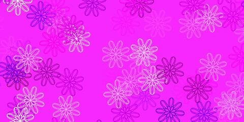 Light Purple, Pink vector doodle pattern with flowers.