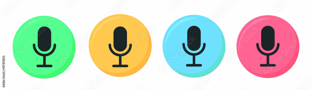 Poster microphone vector icon set isolated on white background. podcast icon vector. voice vector icon, rec
