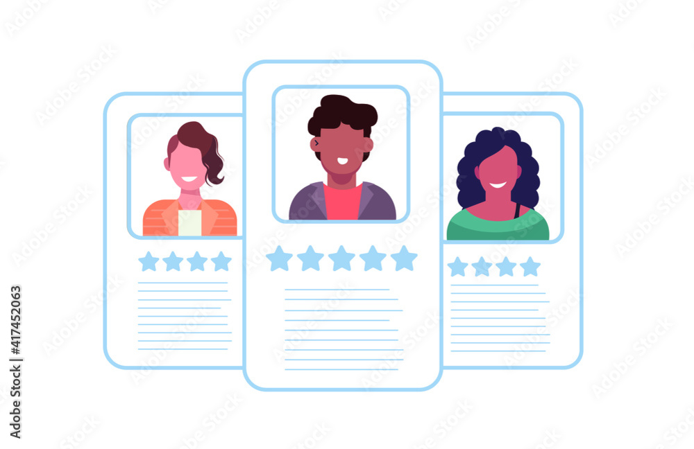 Poster personal info data with star rating. user or profile card details symbol, identity document with per