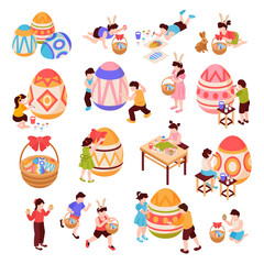 Fototapeta premium Easter Isometric Icons Set