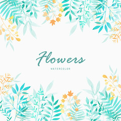 leaves flowers bouquet watercolor patterns back ground