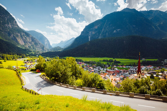 Tranquil summer scene in Oetz village on a sunny day. Location place Tyrol, Austria, Europe.