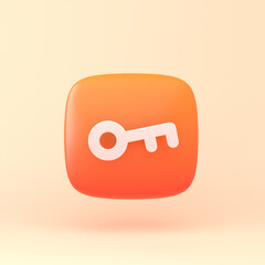 Key api icon simple 3d illustration on pastel abstract background. minimal concept. 3d rendering