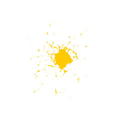 Yellow paint splatter brush for art design on white backdrop