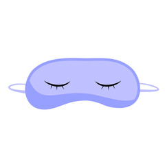 Sleep mask in blue color vector illustration. Sleep accessory object on a white background. Eye protection for rest and quality sleep concept. 