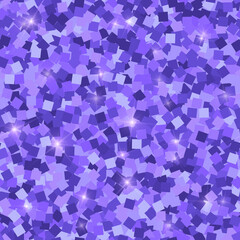 Glitter seamless texture. Adorable purple particles. Endless pattern made of sparkling squares. Dece