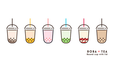 Boba tea liner illustration, Milk tea with black pearl, Boba milk tea, Pearl milk te, Yummy drinks
