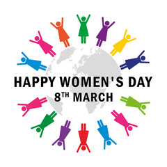 women in differnet colors around the world pictogram for womens day vector illustration EPS10