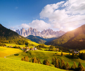 Fototapeta na wymiar Splendid landscape in St. Magdalena. Location place Val di Funes (Villnob), Dolomite alps.