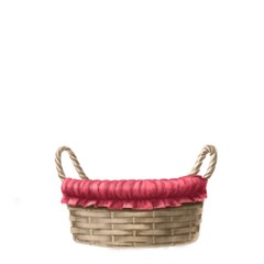 Obraz premium cute hand drawn wicker basket for pet, flowers and easter gift
