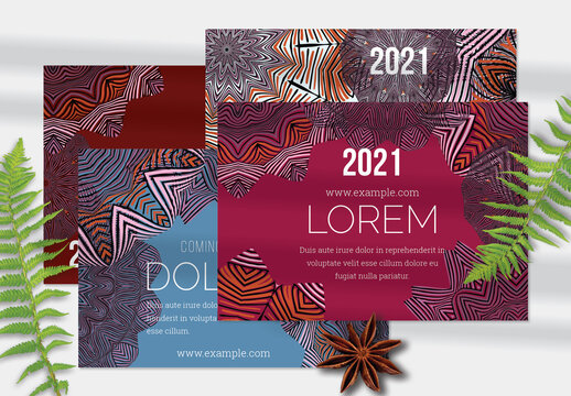 Flyer Layout with Ethnic Mandala and Tribal Lace Flower Elements